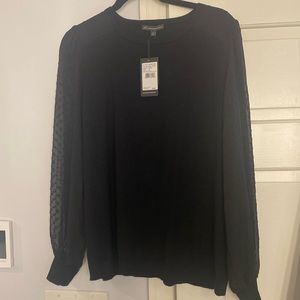 NWT Adrianna Papell black sweater with sheer dot sleeves Size M